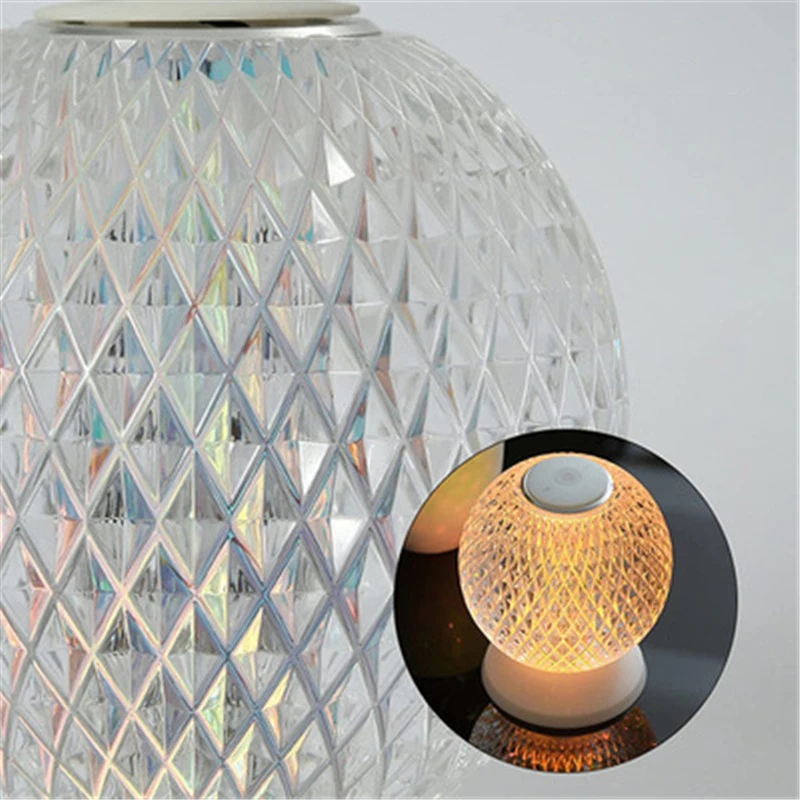 

LED Moon Glass Acrylic Lamp Crystal Diamond Tabletop Rechargeable Study Lamp Table Light Sphere Xmas Room Decor Light Girl Gift