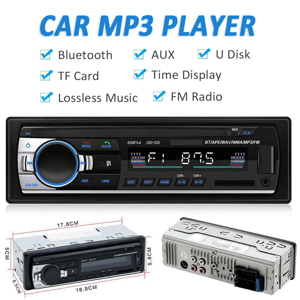 Автомагнитола 1DIN 12 В Авторадио Bluetooth автомобильная стереосистема mp3-плеер Aux вход
