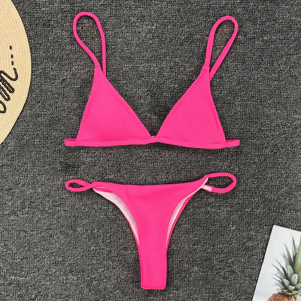 Extreme Mini Brazilian Bikini Set Thong Sexy Swimwear Women Low Waist Solid Bandage Biquinis Feminino 2019 | Женская одежда