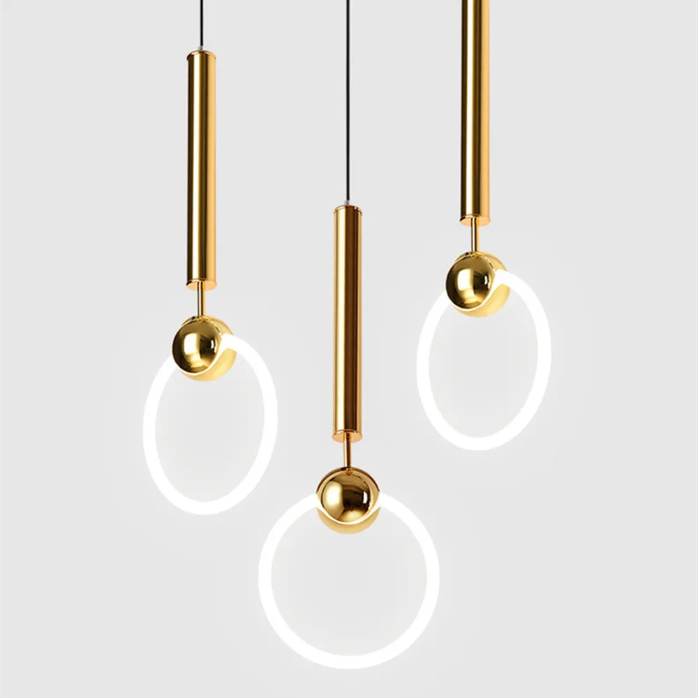 Современная Подвесная лампа в скандинавском стиле простой кольцевой светильник