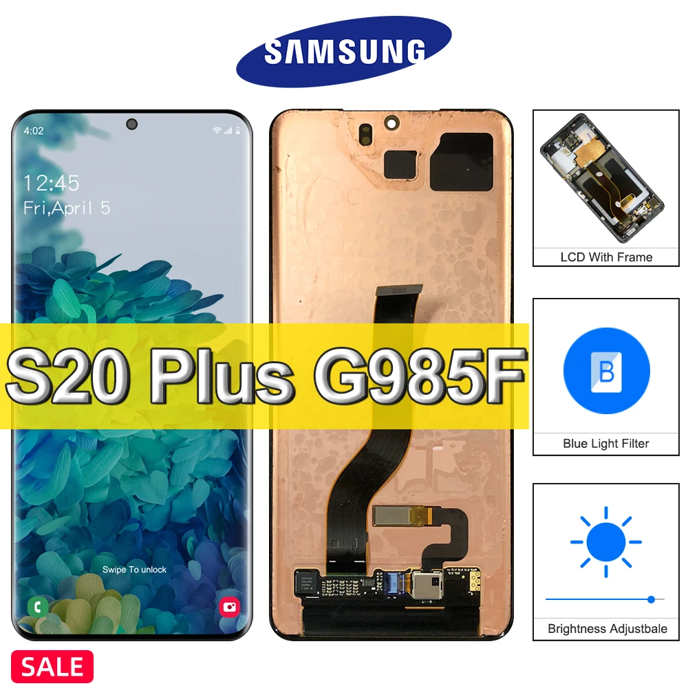 

6.7" New Original Replacement LCD For Samsung Galaxy S20 Plus G985 with Frame Touch Screen Digitizer, For Galaxy S20Plus Display