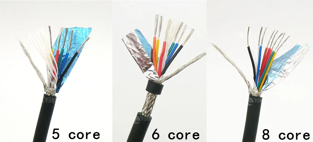 2 ядра гибкий Экранированный кабель 0,14, 0,2, 0.3mm м² Управление провода 26awg, 24awg, 22awg Луженая чистой бескислородной Медь 5 м