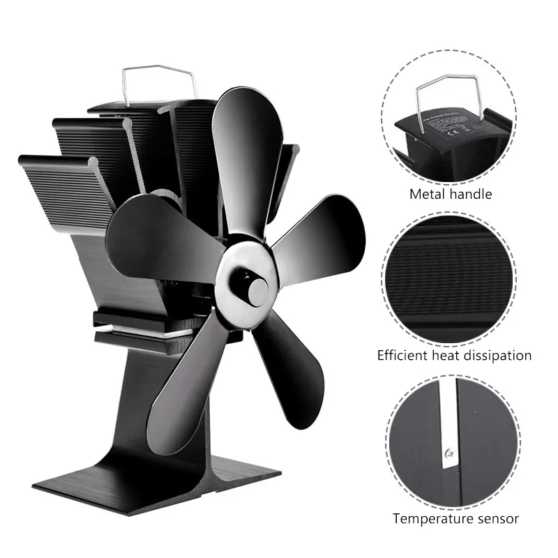 5 Blade Stove Fan Heat Fireplace Powered Log Wood Burner Friendly Quiet Home Efficient Distribution | Обустройство дома