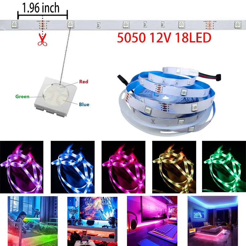 Светодиодные ленты SMD RGB 5050 12 В с умным Управлением по Bluetooth которые могут