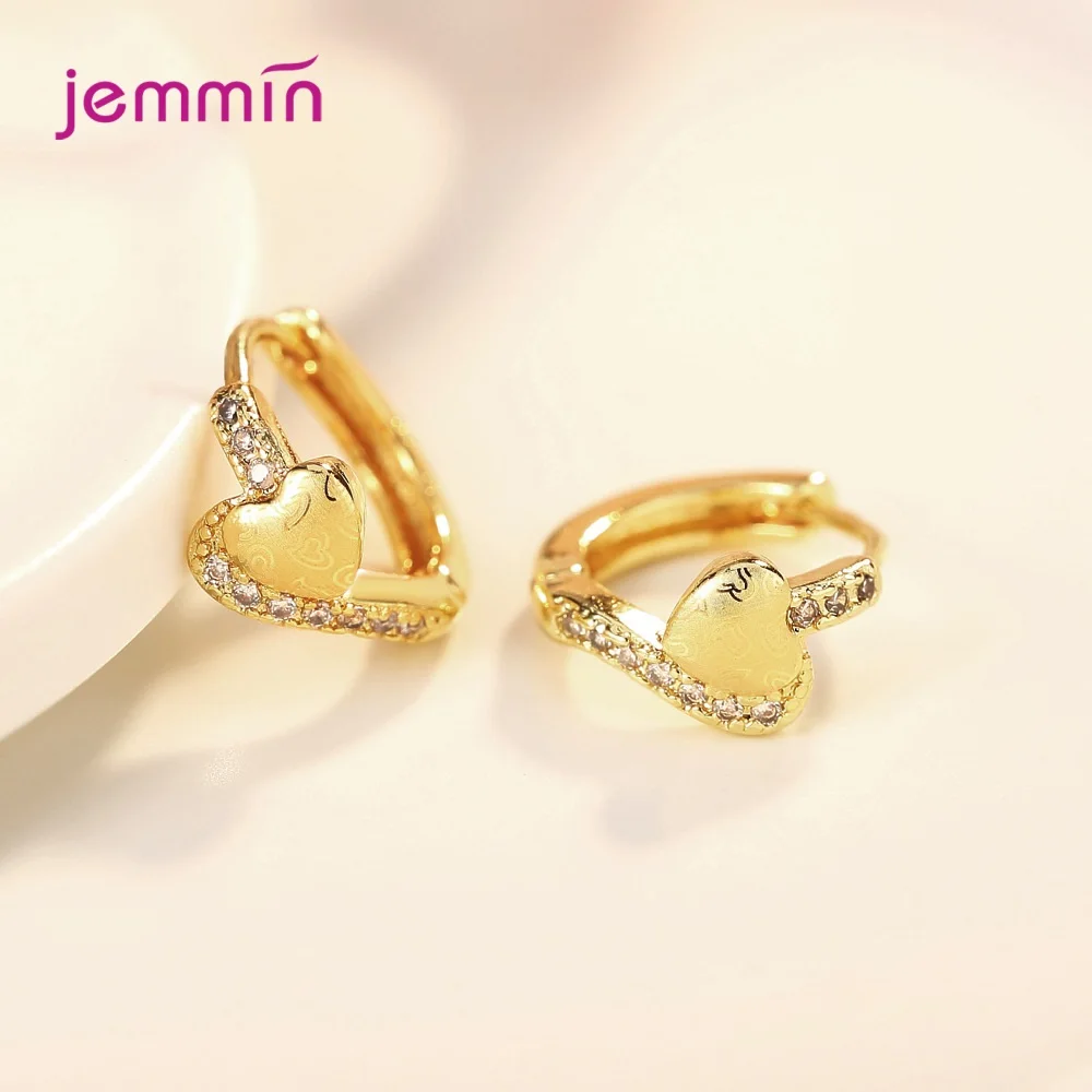 

New Arrival 925 Sterling Silver Cute Heart Crystal Earrings For Women Girls Wedding Fashion Jewelry 2021 Trend Wholesale