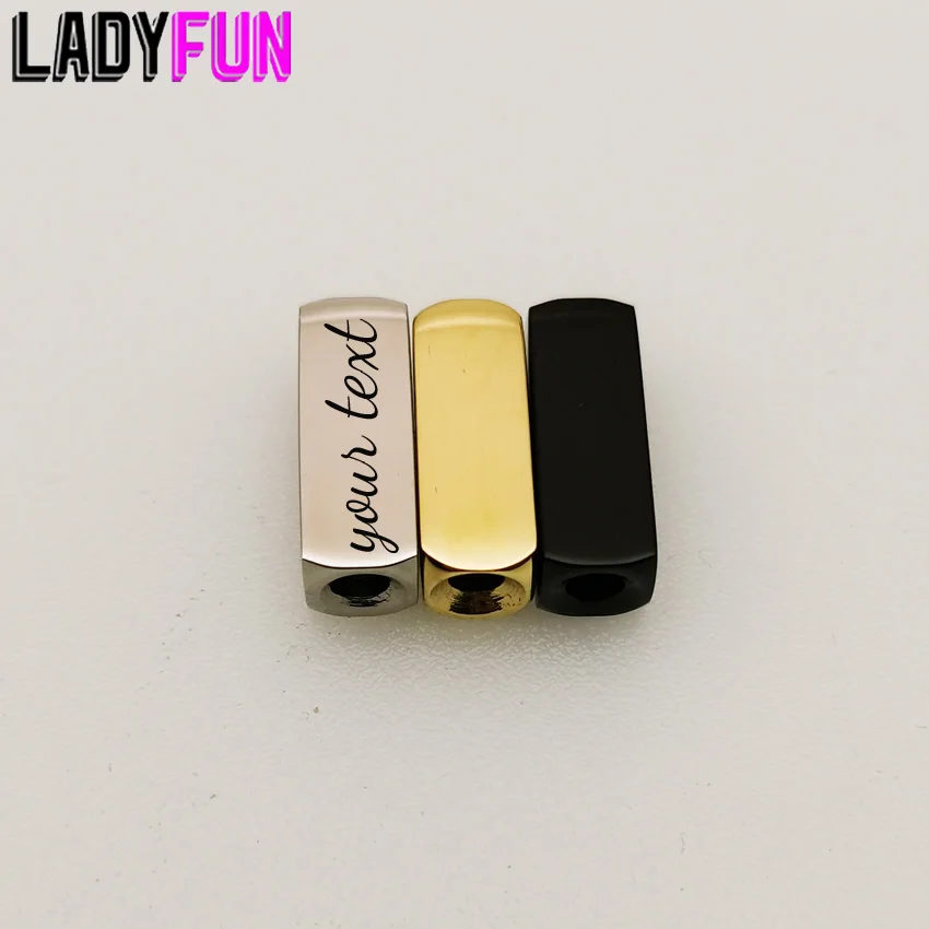 

Stainless Steel Custom Rectangle Bracelet Hole Beads Charms 8*16mm Pendant High Polish Mirror Surface Charm 10pcs
