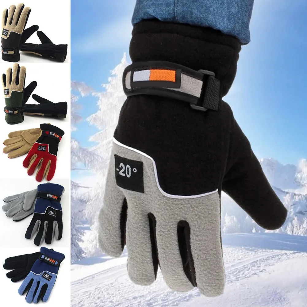 

A Pair Of Windproof Full Finger Gloves Motorcycle Windproof Mittens Winter Thermal Gloves Warm Fleece Cycling Driving TC Gloves