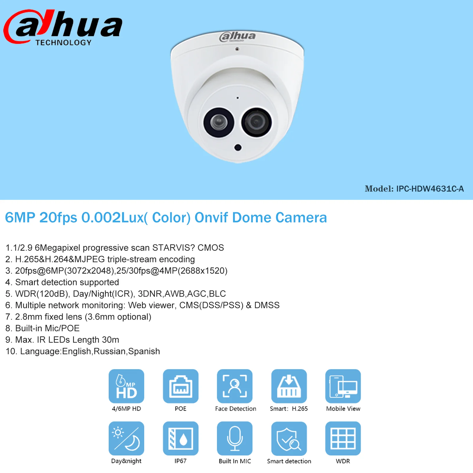 Сетевой видеорегистратор Dahua 4K наблюдения 4CH 8CH POE IP Камера комплект 6MP IPC HDW4631C A NVR4104