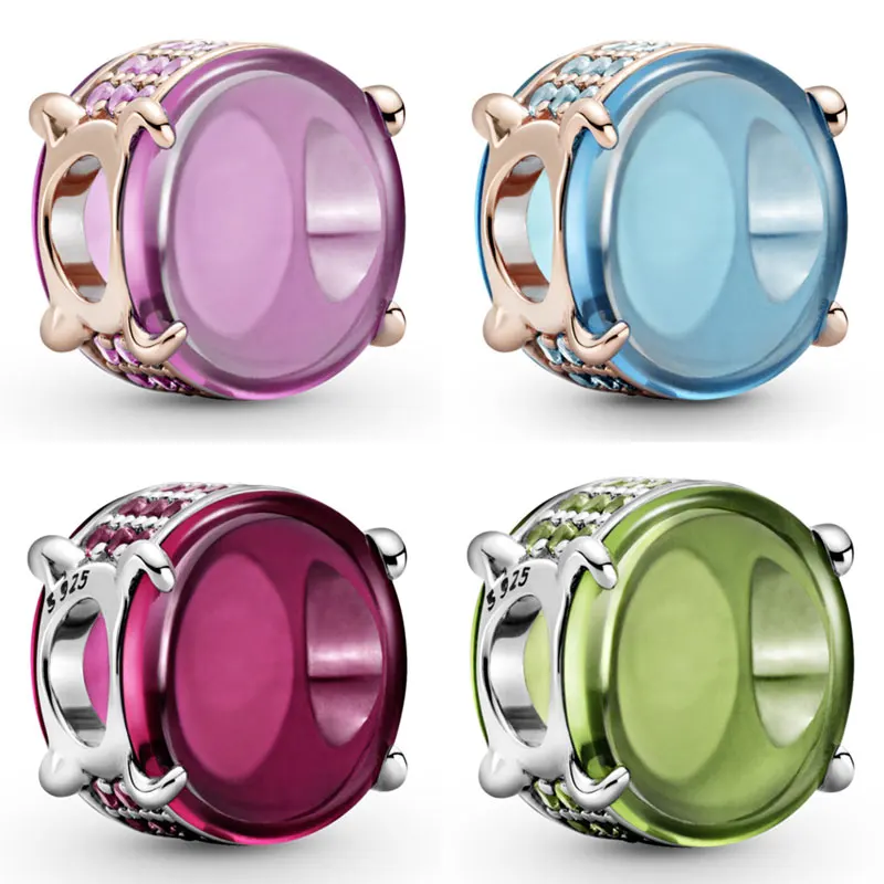 Реальный розовый зеленый Фуксия Синий овальный кабошон с хрустальными бусинами