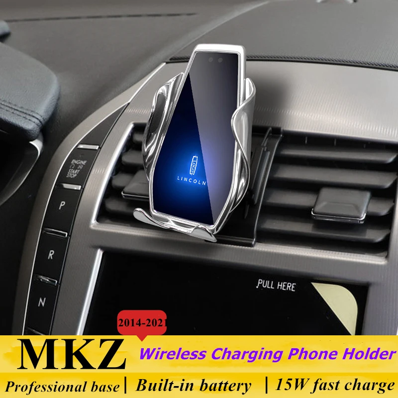 

For 2014-2021 Lincoln MKZ Car Phone Holder Air Vent Wireless Charger 360 Rotating Navigation Bracket GPS Support