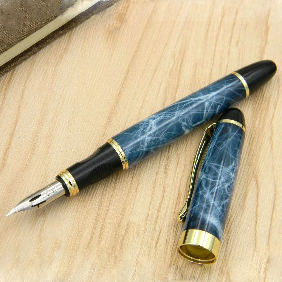 JINHAO 450 г перо Металл Золотой модифицированный каллиграфия круглый корпус цветок тело английская авторучка - Цвет: blue marble