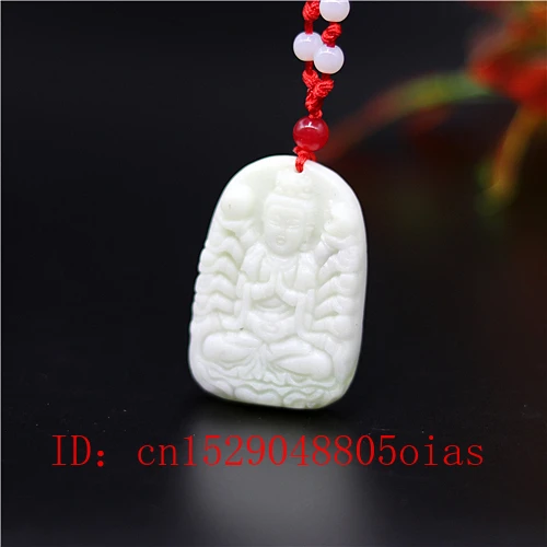 Натуральный белый китайский нефрит Гуаньинь кулон ожерелье очаровательные