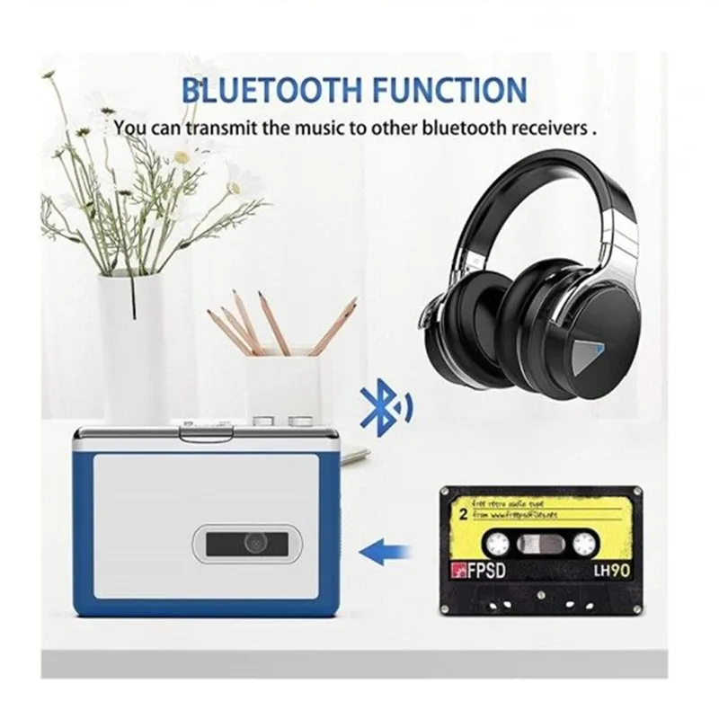 

Ezcap215 портативный персональный плеер Walkman Bluetooth кассета, передача музыки в ретро-стиле к наушникам или динамику Bluetooth