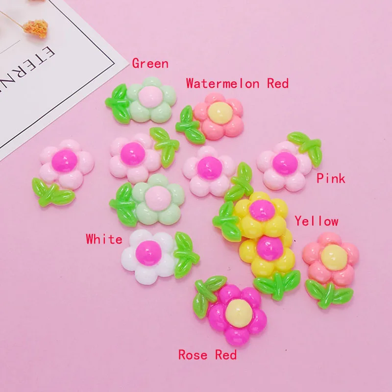 

50 шт./лот милые украшения из смолы в виде цветов, поделки, плоские Кабошоны, сделай сам, бант для волос, центр для скрапбукинга, аксессуары для...