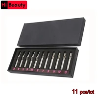 high quality 11pcs 304 stainless steel tattoo tips caps nozzle tips set kits rl f for tattoo needles accessories
