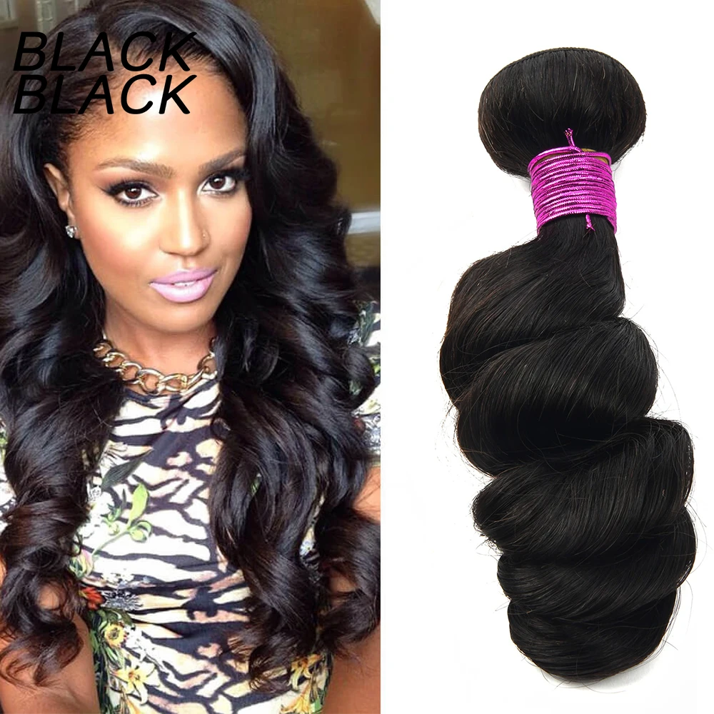 

Blackblack Hair Peruvian Hair Weave Loose Wave Hair Bundles 1/3/4 Bundles 100% Human Virgin Hair Bundles Remy Hair Extensions