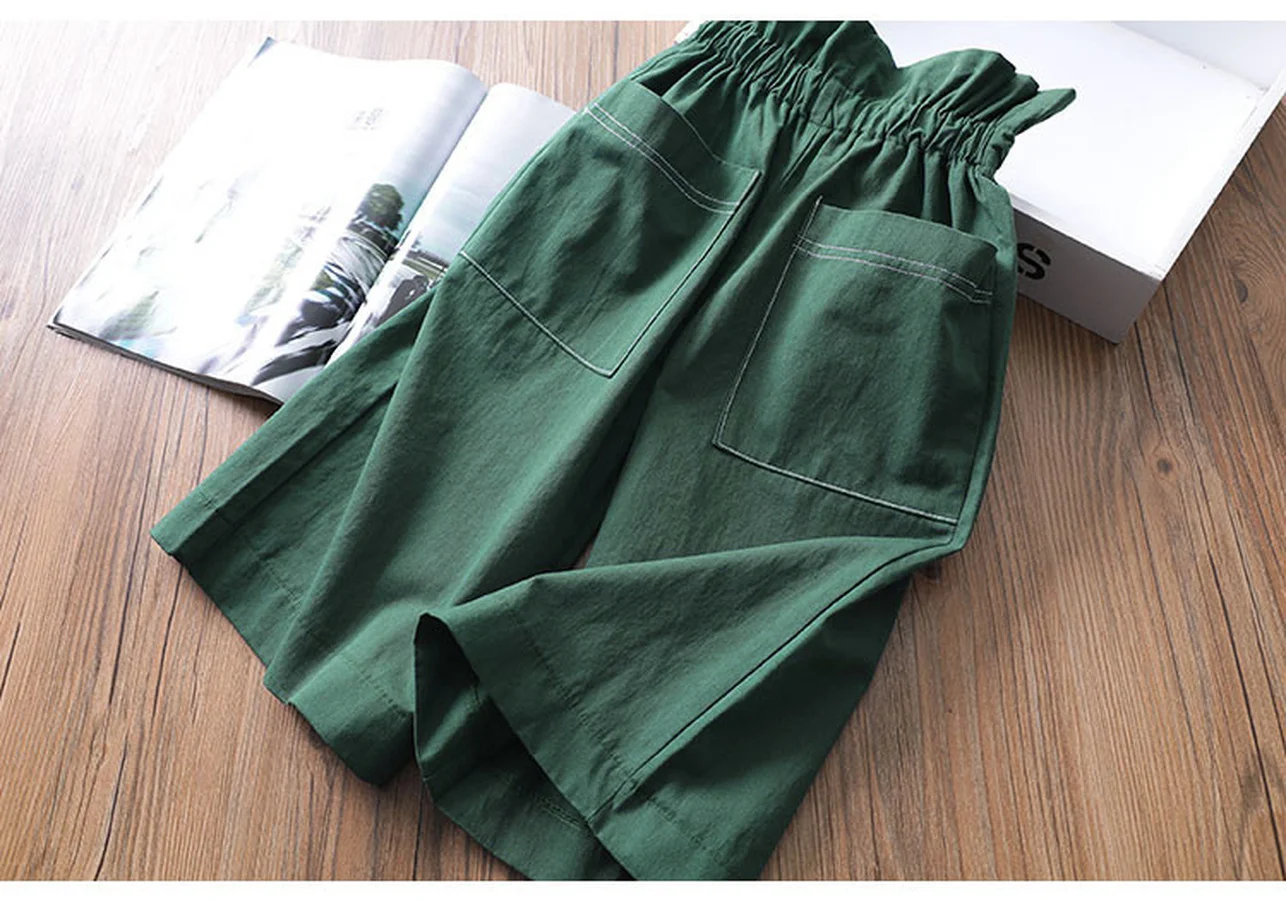 Леггинсы хлопковые для девочек с высокой талией и широкими штанинами 100-140 см |