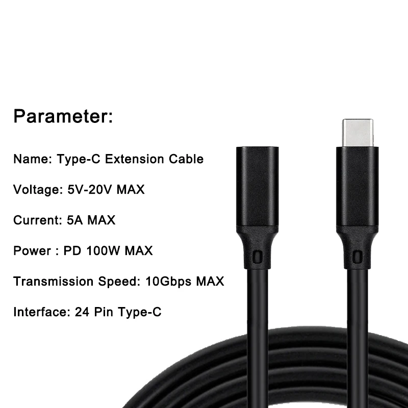 Удлинительный кабель USB c 100 Вт PD 5A 4k USB3.1 Type usb-c удлинитель штекер-гнездо УДЛИНИТЕЛЬ