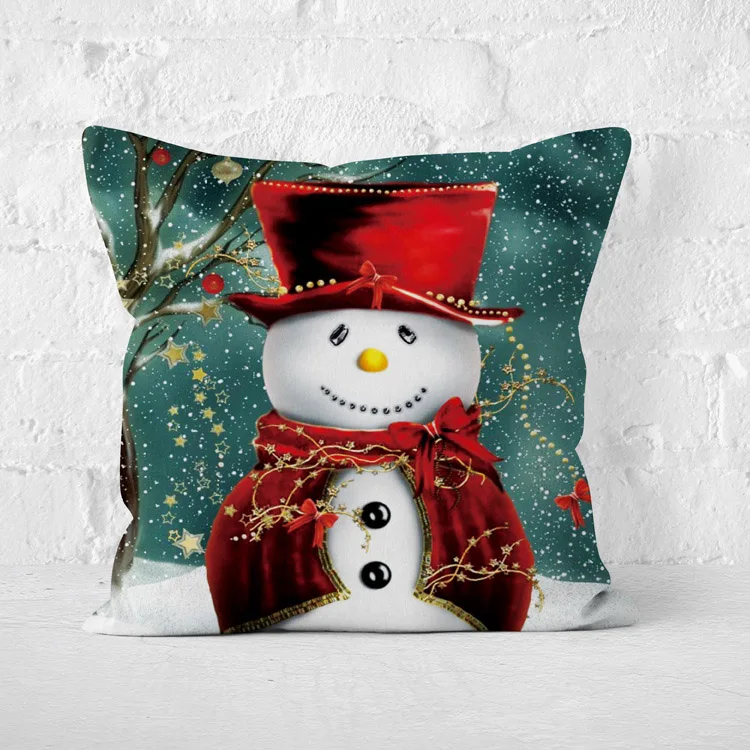 Big Snowman 40 Рождественская наволочка Дерево Санта Клаус Снеговик животные печатная наволочка Рождество украшение для дома - Цвет: Big Snowman