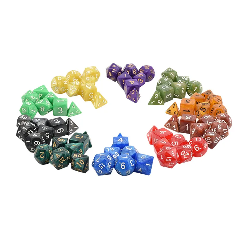 Набор игральных костей D4-D20, 10 цветов, многогранные пластиковые кости для лотерейных настольных игр, игрушка для развлечения
