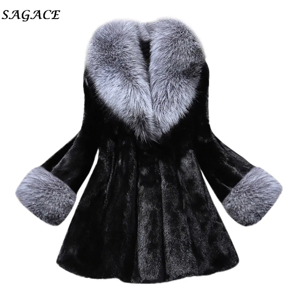 Одежда Sagace пальто женские зимние теплые смешанные однотонные модные длинные из