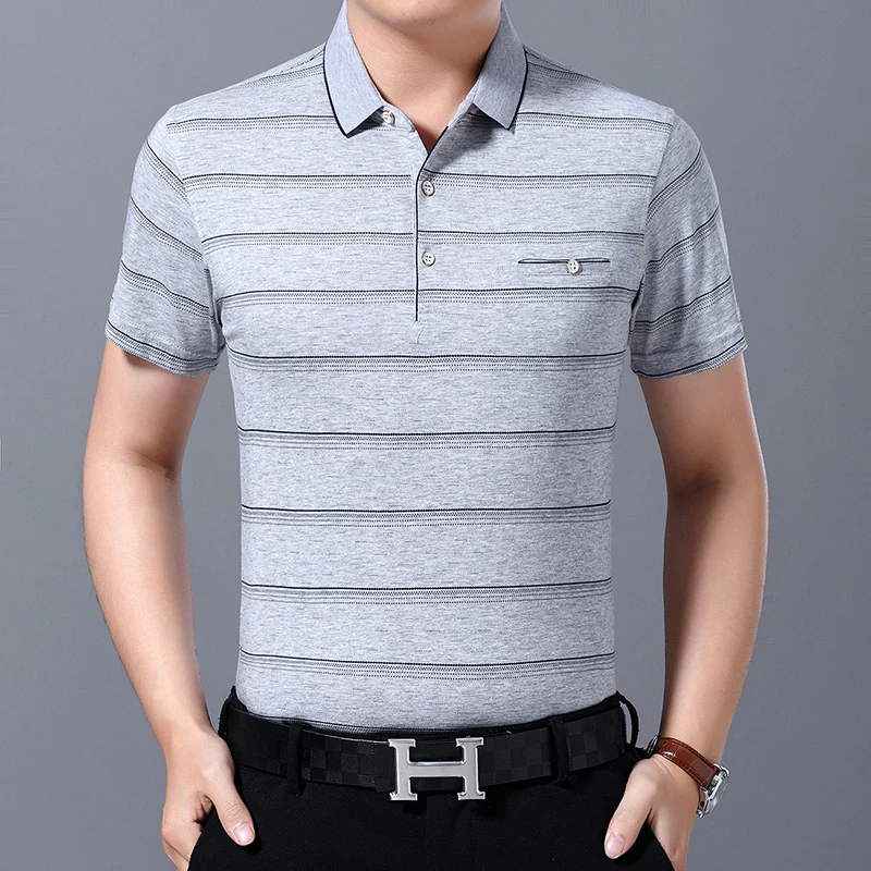 

Nice Pop Slim Fit Men Polo Shirt Fashion Striped Cotton Men Polo Shirt Summer short-sleeved Shirt Man