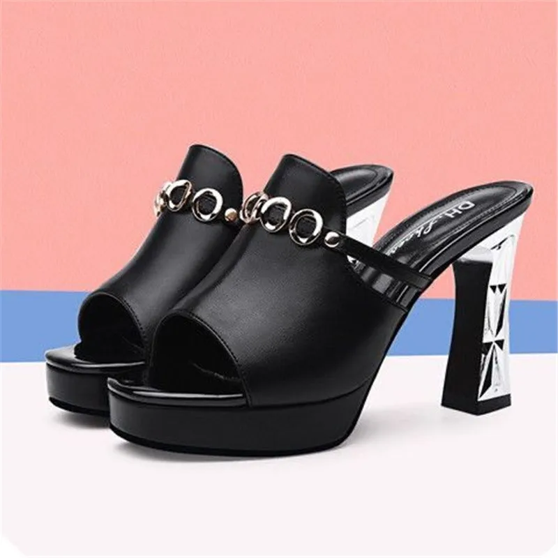 

Сандалии женские на очень высоком каблуке, босоножки из искусственной кожи, удобная обувь с открытым носком, модные туфли на толстом каблук...