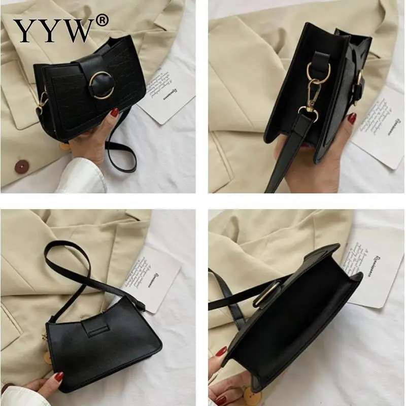 

Women Vintage PU Leather Bags Retro Crocodile Pattern Shoulder Bag Casual Solid Ladies Small Messenger Handbag Female Gift