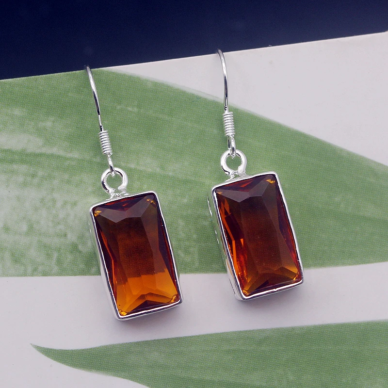 Hermosa уникальные блестящие нежные серьги HoneyTopaz серебряного цвета для женщин