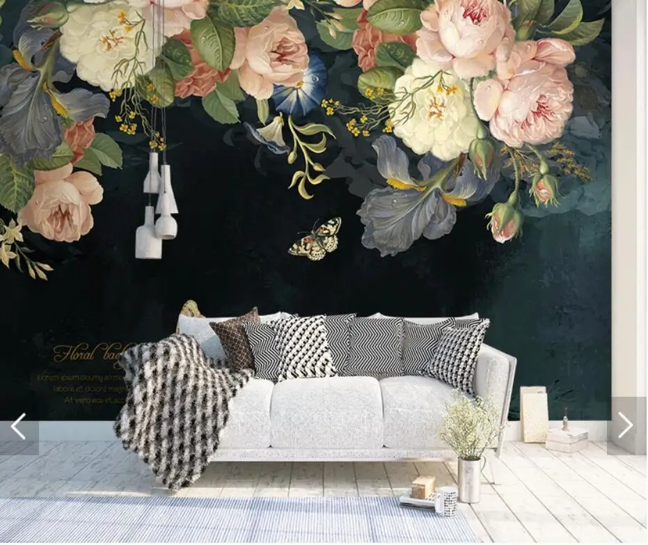 Настенная 3d-роспись водонепроницаемые холщовые обои с изображением роз цветов