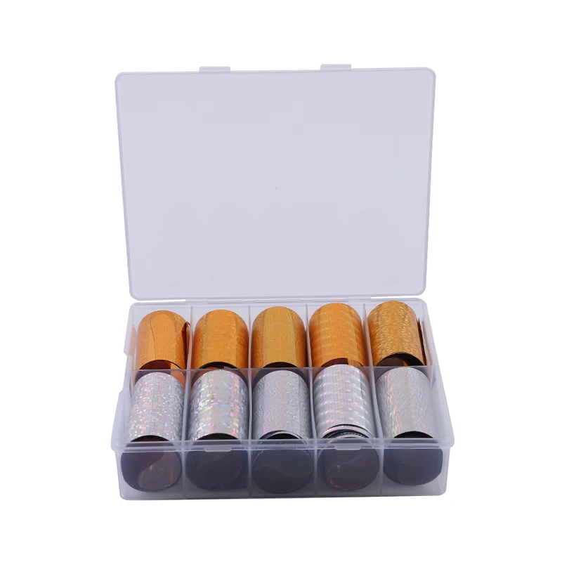 

WH 4X100cm Holographic Nail Art Transfer Foils Stickers Press On Adhesive Hot Stamping Foil Decoration Accessories Tool