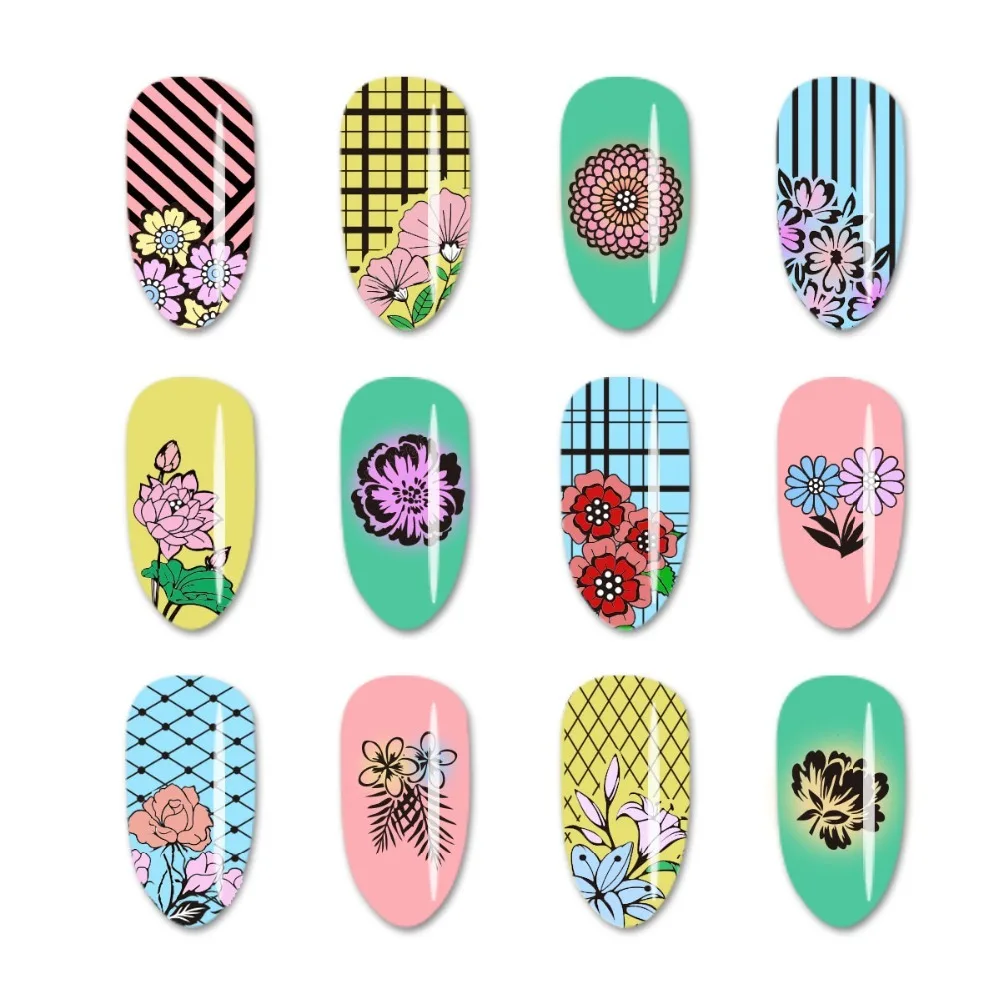 BeautyBigBang XL-021 6*12cm Rectangle Nail Stamping Plates Autumn Leaf Pattern Nail Art Stamp Template Image Plate Stencils