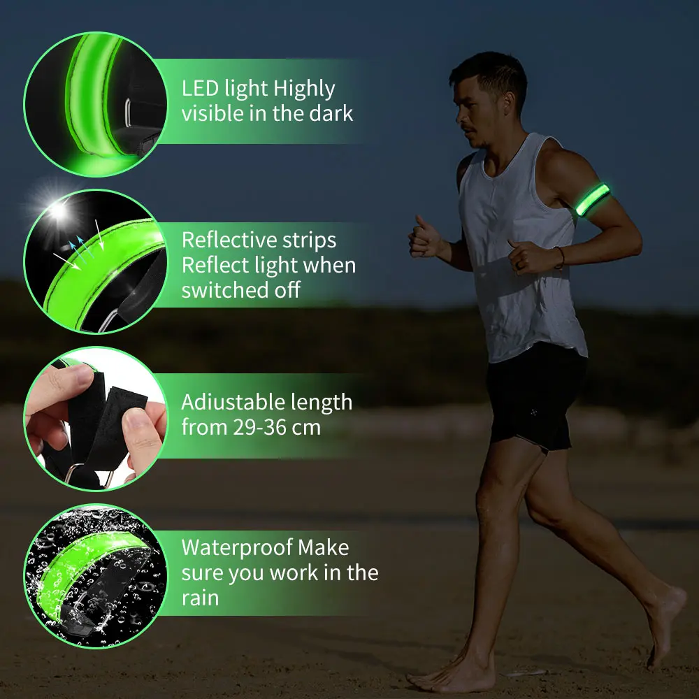 Bicycle Party With Rechargeable LED Arm Light Jogging Driving Leg Warning Wristband Armband | Спорт и развлечения