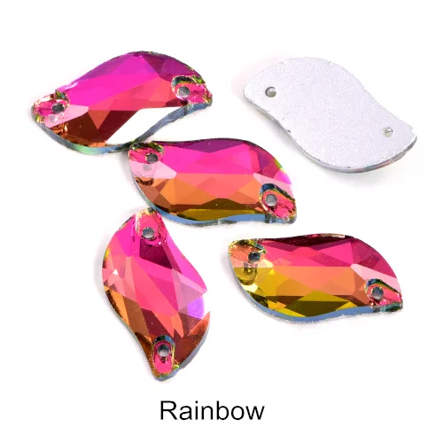 Rainbow Горячее предложение! Распродажа! 3 размера красный S лист формы пришить стразы с отверстиями Flatback Стеклянные стразы шьют-на Стразы для шитья одежды B0176 - Цвет: Rainbow