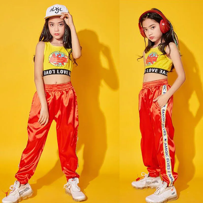 Детская одежда в стиле хип хоп танцевальный костюм для девочек укороченный жилет