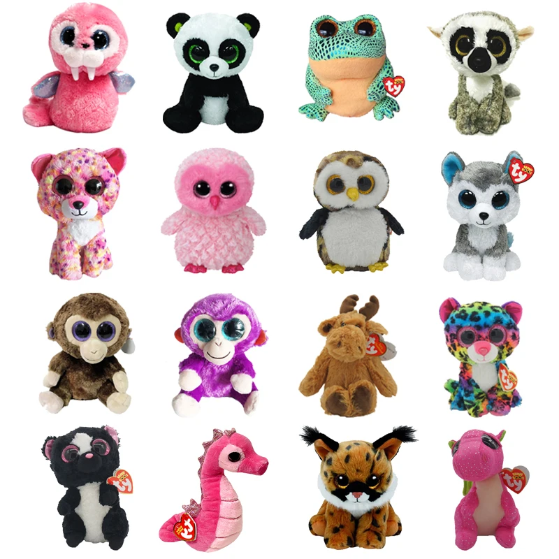 Милая кукла Ty Beanie Boos с большими глазами Сова морской лев обезьяна леопард плюши