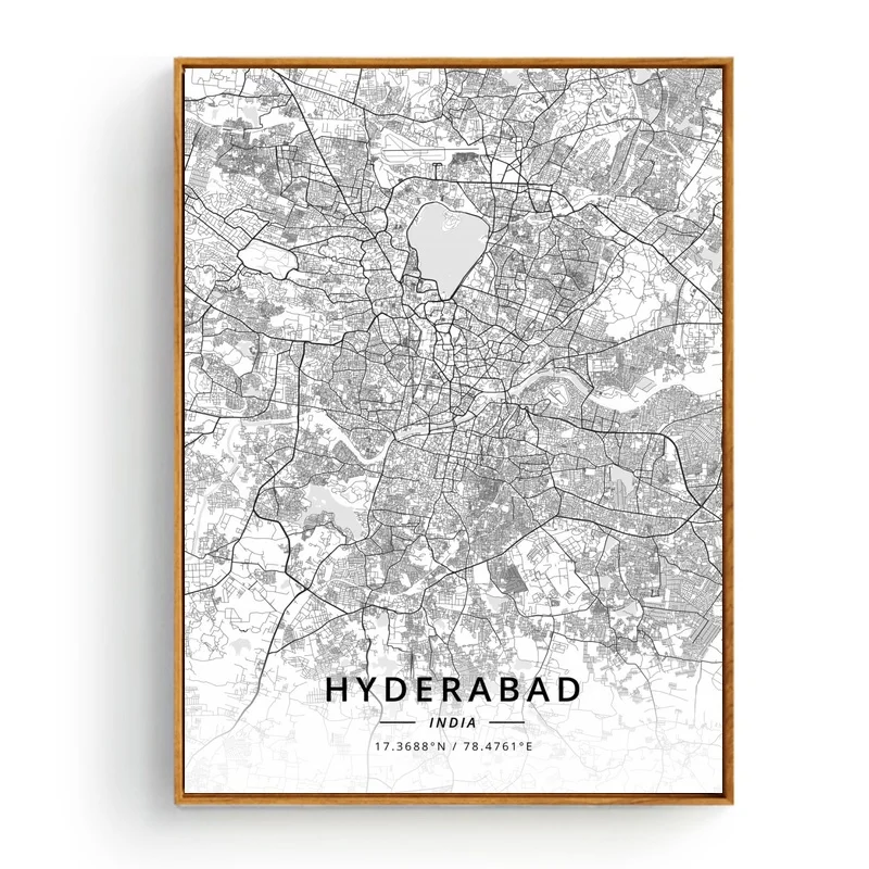 Agra Бангалор Ченнай Дели Хайдарабад Современная Карта города индии плакат на