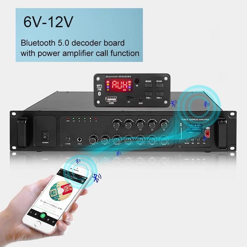 Большой экран 2x25 Вт усилитель MP3 WMA декодер плата Bluetooth 5 0 USB FM AUX 3 мм TF радио Запись