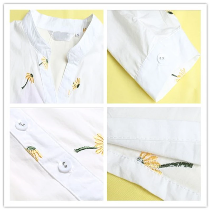 2020 New Spring Dress Autumn Cotton High Waist Long Sleeve Fashion Casual Large Size Loose Daisy Embroidered Women CW328 | Женская