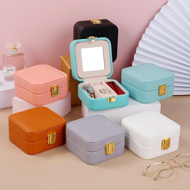 

Earrings Storage Suede Mirror with Lock Jewelry Storage Necklace Jewelry Stall Display Box