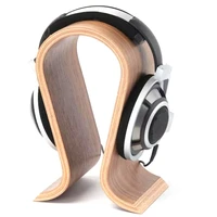 2022 wooden headphone stand u shape headphone holder classic walnut finish headset stand hanger for home office studio bedroom