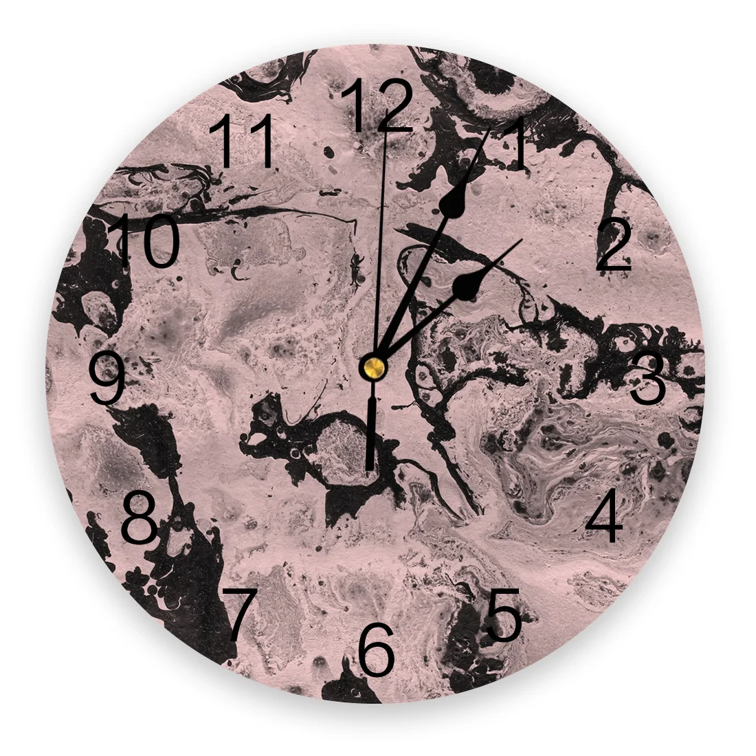 

Pink and Black Marble Wall Clock Home Decor Bedroom Silent Oclock Watch Wall Digital Clock Wall Clock for Kids Rooms