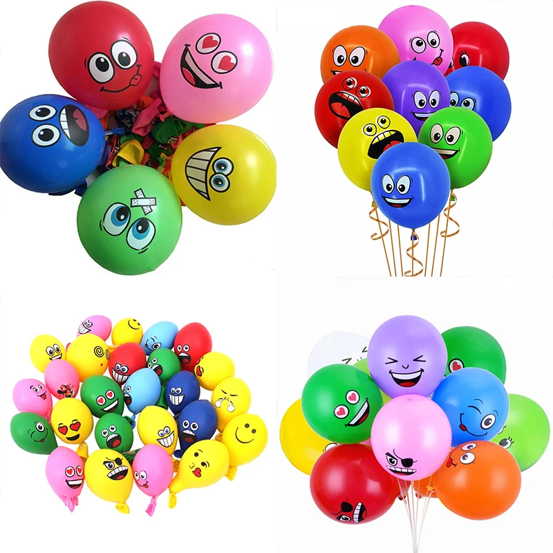 10pcs 12-inch variety of smiley face latex balloons birthday party decoration balloon expression symbol children's toys happy | Дом и сад