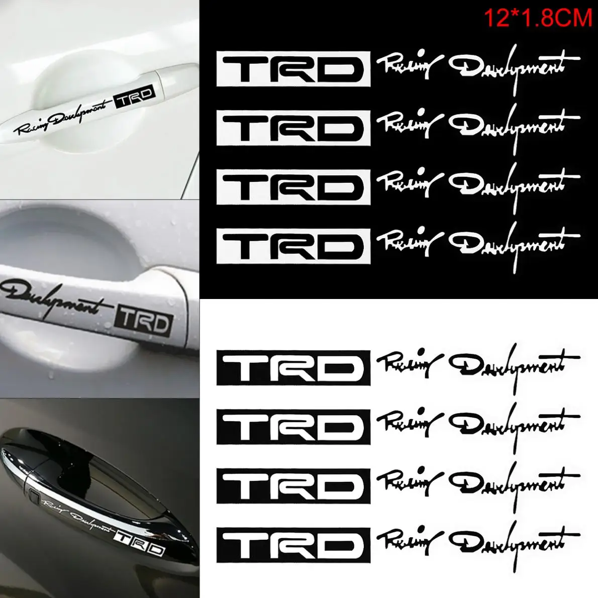 

4 шт./компл. 12x1,8 см PET письмо шаблон стикер для ручки автомобиля светоотражающий материал наклейки для автомобиля аксессуары