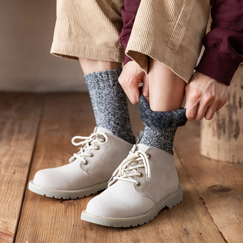 

5 Pairs Against Cold Snow Plus Velvet Winter Cashmere Warm Male Men Socks Super Thicker Solid Socks Merino Cotton