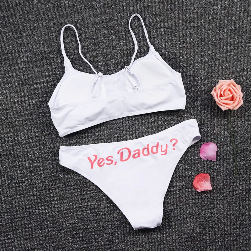 Купальник женский с принтом папы белый черный купальник-бикини 2019 купальный