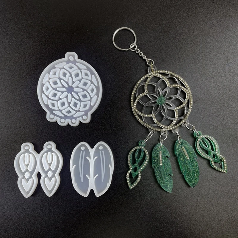 

1 Set Dream Catcher Epoxy Resin Mold Keychain Earrings Casting Silicone Mould DIY Jewelry Pendant Car Hanging Decor Mold