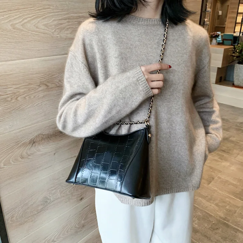 High Quality PU Leather Hobos Chain Shoulder Bags Women Crossbody Fashion Handbags Ladies Messenger Bag Female Purses 2020 | Багаж и сумки