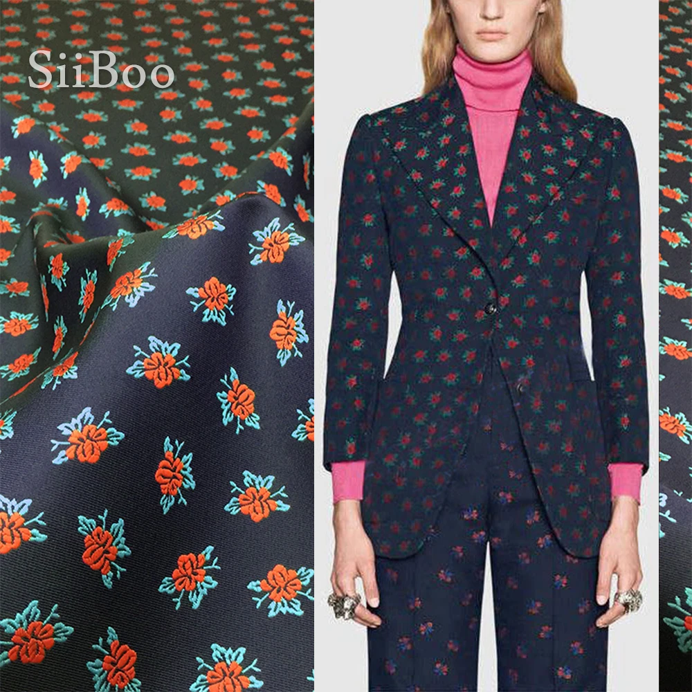 

siiboo small wild rose high density quality twill jacquard fabric for women suits dress french style sp6269