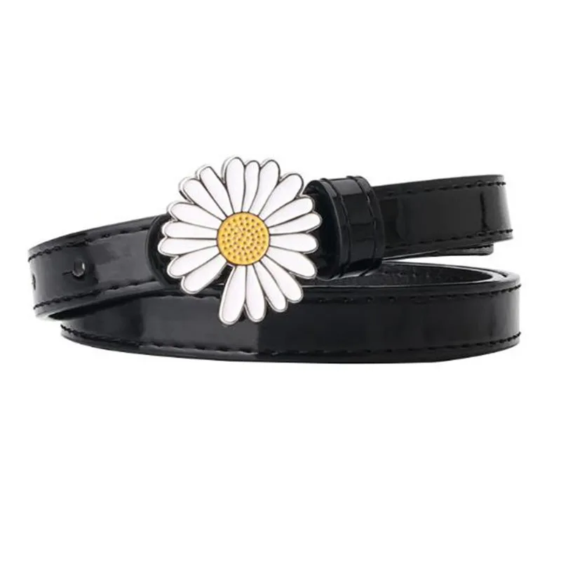 

PU Belt Women Daisy Metal Buckle Stylish Ladies Girdle Vintage Leisure Waistband Female Band